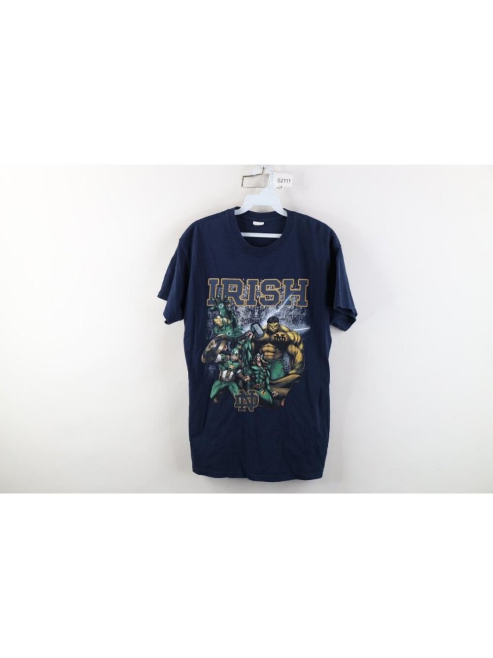 Vtg Y2K Mens S Marvel Comics Hulk Iron Man Thor Notre Dame University T-Shirt